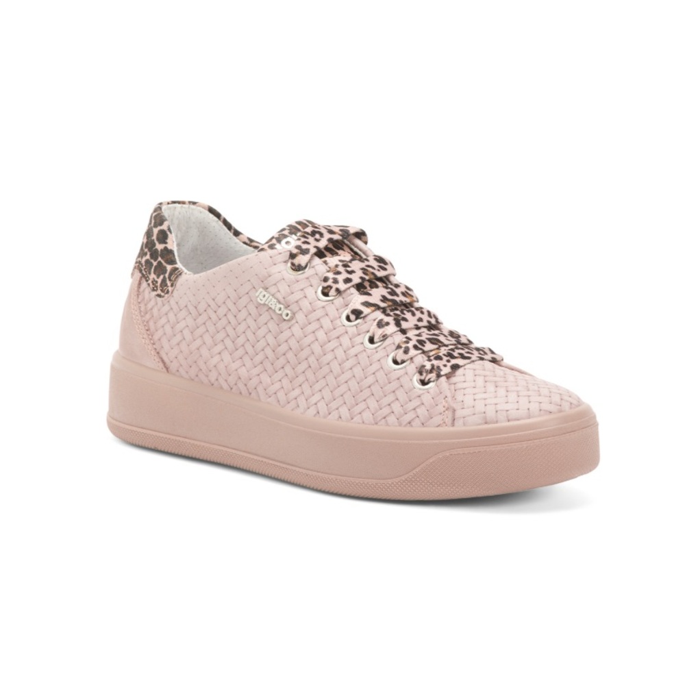 IGI&CO Made in Italy Leather Lace Up Woven Sneakers Violet Women’s EU Size 36